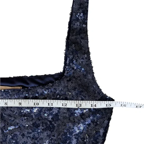 Club L London Navy Blue Sequin Mini Dress EUC - Picture 5 of 8